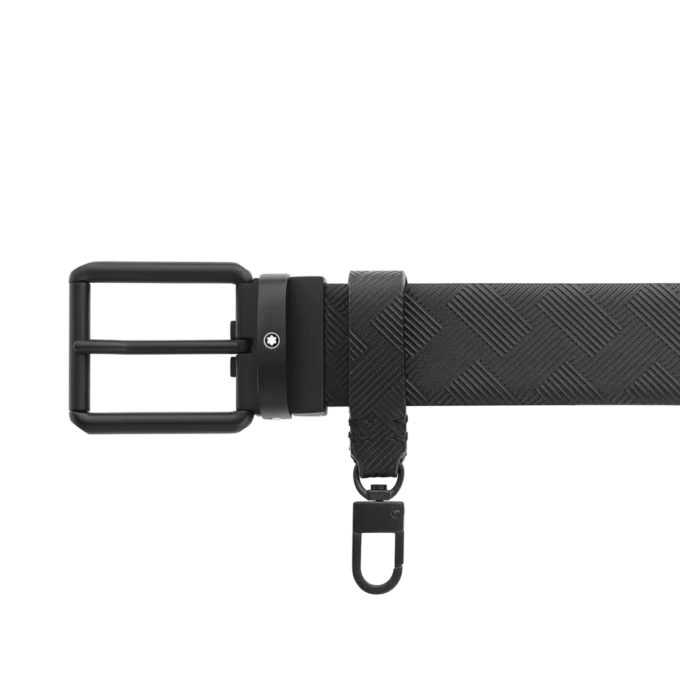 Ceinture réversible en cuir noir imprimé/noir uni 35 mm Ceinture réversible en cuir noir imprimé/noir uni 35 mm