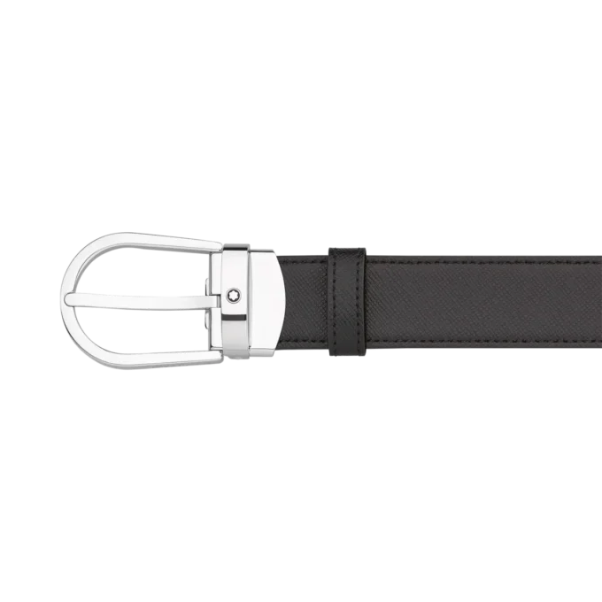 Ceinture réversible en cuir noir/marron 30 mm avec boucle en fer à cheval Ceinture réversible en cuir noir/marron 30 mm avec boucle en fer à cheval