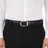 Ceinture réversible en cuir noir/marron 30 mm avec boucle en fer à cheval Ceinture réversible en cuir noir/marron 30 mm avec boucle en fer à cheval