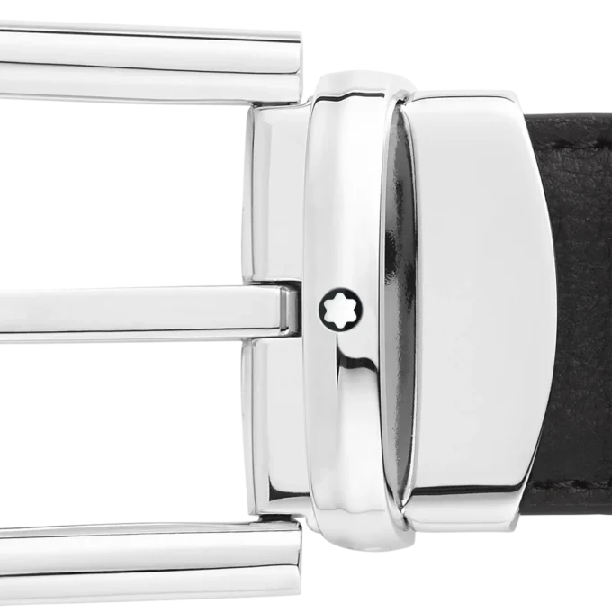 Ceinture réversible en cuir noir/marron 30 mm avec boucle en fer à cheval Ceinture réversible en cuir noir/marron 30 mm avec boucle en fer à cheval
