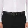 Ceinture réversible en cuir noir/marron 30 mm avec boucle en fer à cheval Ceinture réversible en cuir noir/marron 30 mm avec boucle en fer à cheval
