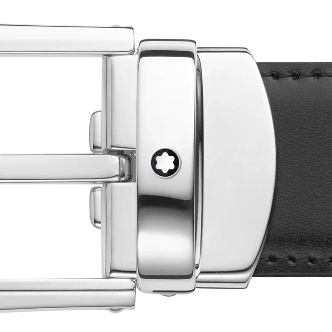 Ceinture réversible en cuir noir/marron 30 mm avec boucle en fer à cheval Ceinture réversible en cuir noir/marron 30 mm avec boucle en fer à cheval