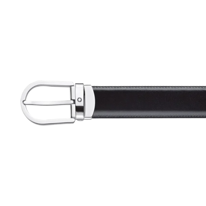 Ceinture réversible en cuir noir/marron 30 mm avec boucle en fer à cheval Ceinture réversible en cuir noir/marron 30 mm avec boucle en fer à cheval