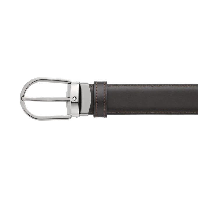 Ceinture réversible en cuir noir/marron 30 mm avec boucle en fer à cheval Ceinture réversible en cuir noir/marron 30 mm avec boucle en fer à cheval