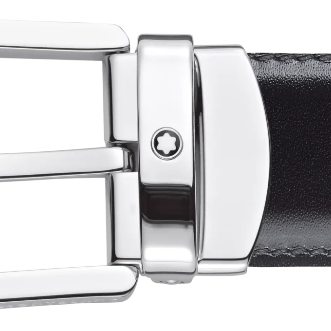 Ceinture réversible en cuir noir/marron 30 mm avec boucle en fer à cheval Ceinture réversible en cuir noir/marron 30 mm avec boucle en fer à cheval