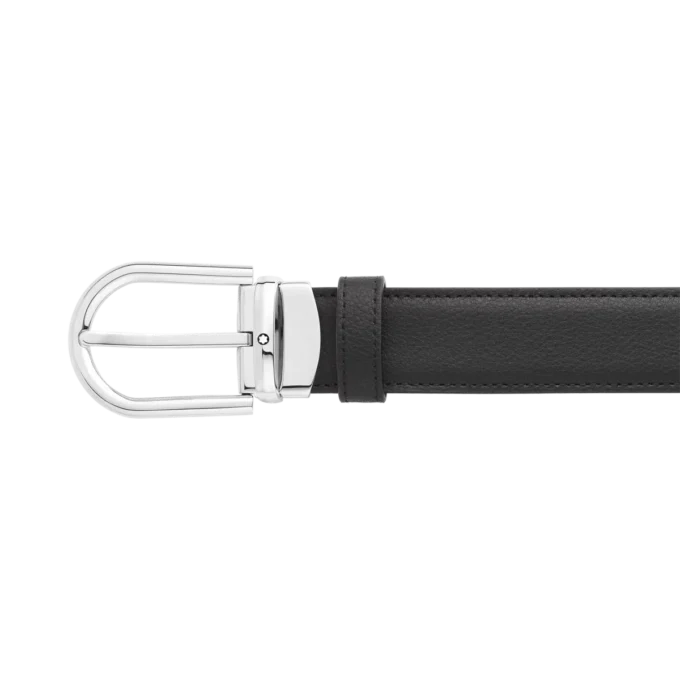 Ceinture réversible en cuir noir/marron 30 mm avec boucle en fer à cheval Ceinture réversible en cuir noir/marron 30 mm avec boucle en fer à cheval