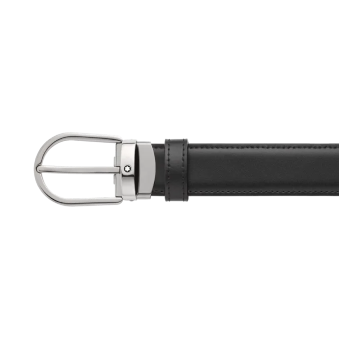 Ceinture réversible en cuir noir/marron 30 mm avec boucle en fer à cheval Ceinture réversible en cuir noir/marron 30 mm avec boucle en fer à cheval