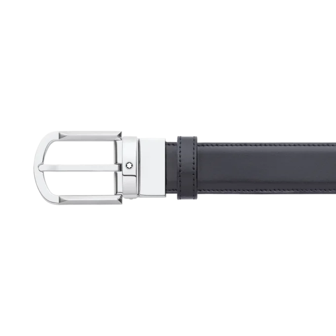 Ceinture réversible en cuir noir/marron 30 mm avec boucle en fer à cheval Ceinture réversible en cuir noir/marron 30 mm avec boucle en fer à cheval