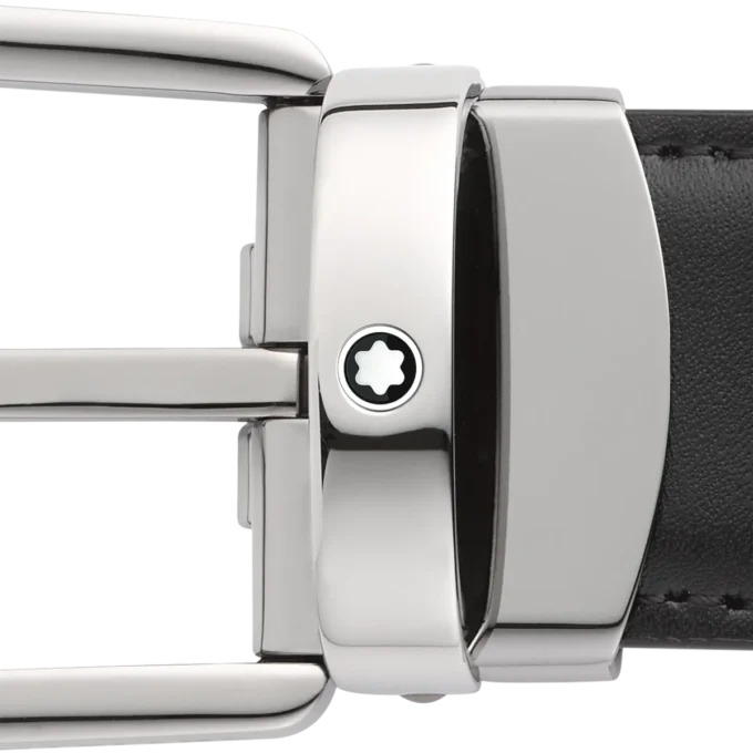 Ceinture réversible en cuir noir/marron 30 mm avec boucle en fer à cheval Ceinture réversible en cuir noir/marron 30 mm avec boucle en fer à cheval