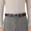 Ceinture réversible en cuir noir/mosto 35 mm avec boucle Horseshoe imprimée Ceinture réversible en cuir noir/mosto 35 mm avec boucle Horseshoe imprimée
