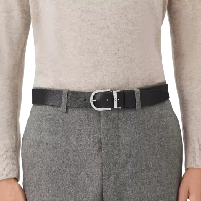 Ceinture réversible en cuir noir/mosto 35 mm avec boucle Horseshoe imprimée Ceinture réversible en cuir noir/mosto 35 mm avec boucle Horseshoe imprimée