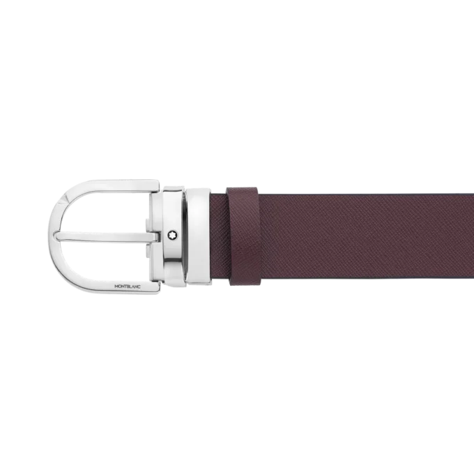 Ceinture réversible en cuir noir/mosto 35 mm avec boucle Horseshoe imprimée Ceinture réversible en cuir noir/mosto 35 mm avec boucle Horseshoe imprimée