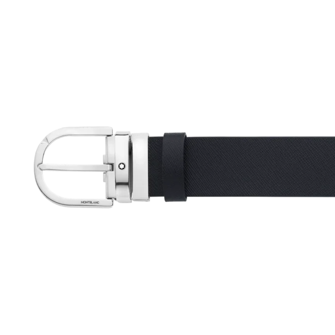 Ceinture réversible en cuir noir/mosto 35 mm avec boucle Horseshoe imprimée Ceinture réversible en cuir noir/mosto 35 mm avec boucle Horseshoe imprimée
