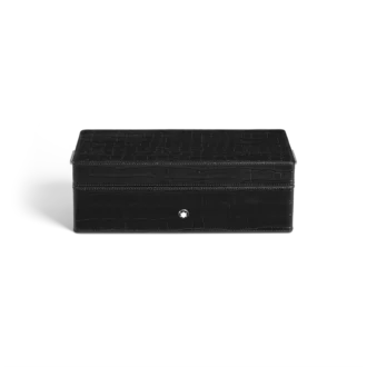 Coffret à stylos, cuir gaufré croco, noir