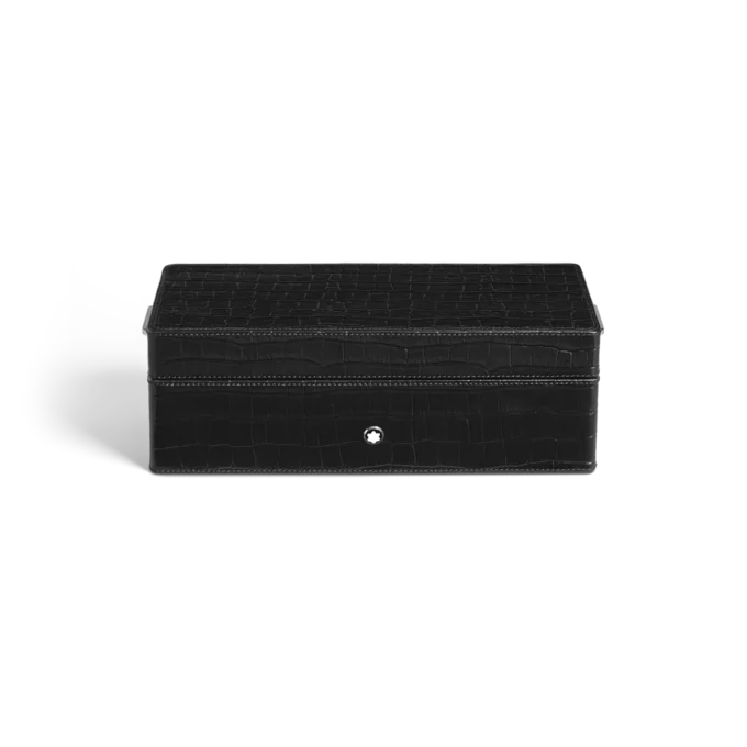 Coffret à stylos, cuir gaufré croco, noir Coffret à stylos, cuir gaufré croco, noir