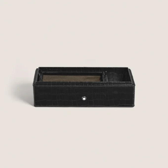 Coffret à stylos, cuir gaufré croco, noir Coffret à stylos, cuir gaufré croco, noir