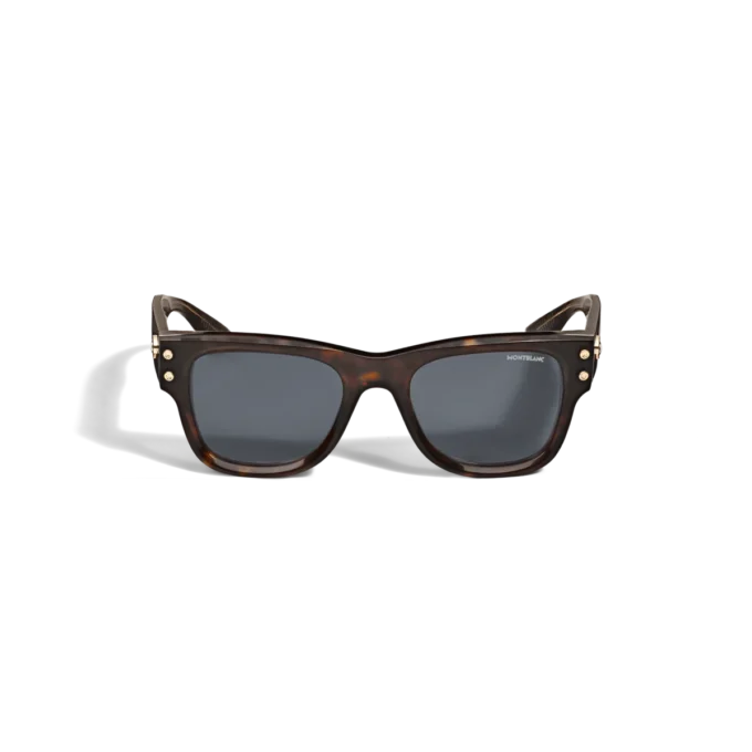 Lunettes de soleil carrées avec monture en acétate couleur havane Lunettes de soleil carrées avec monture en acétate couleur havane