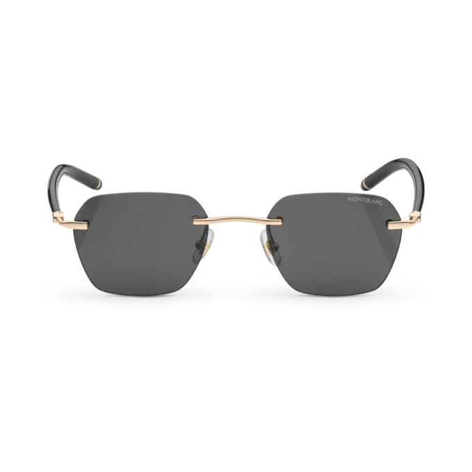Lunettes de soleil carrées avec monture métallique dorée Lunettes de soleil carrées avec monture métallique dorée