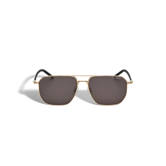 Lunettes de soleil carrées avec monture métallique dorée Lunettes de soleil carrées avec monture métallique dorée