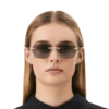 Lunettes de soleil carrées avec monture métallique dorée Lunettes de soleil carrées avec monture métallique dorée