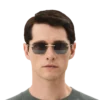 Lunettes de soleil carrées avec monture métallique dorée Lunettes de soleil carrées avec monture métallique dorée