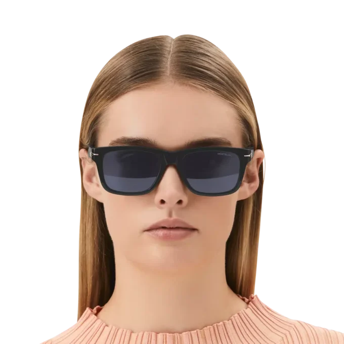 Lunettes de soleil rectangulaires avec monture en acétate de couleur noire Lunettes de soleil rectangulaires avec monture en acétate de couleur noire