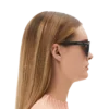 Lunettes de soleil rectangulaires avec monture en acétate de couleur noire Lunettes de soleil rectangulaires avec monture en acétate de couleur noire