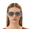 Lunettes de soleil rectangulaires avec monture en métal argenté Lunettes de soleil rectangulaires avec monture en métal argenté