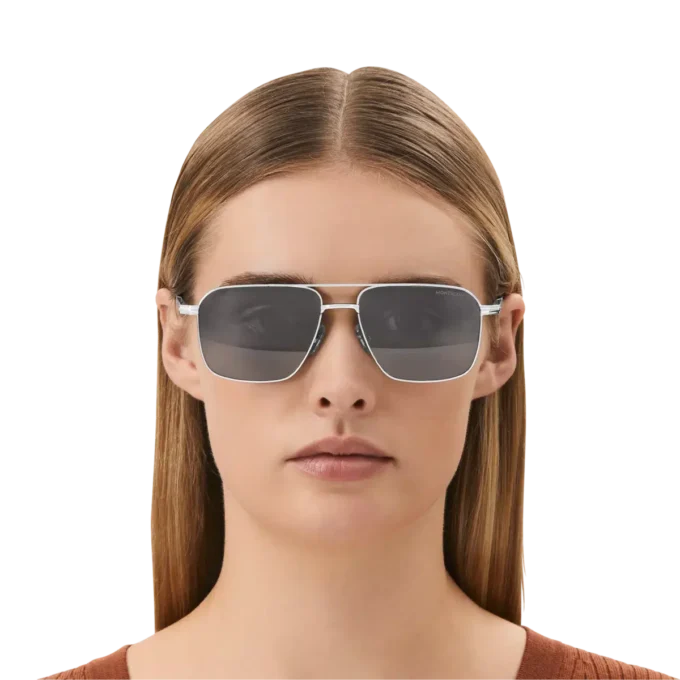Lunettes de soleil rectangulaires avec monture en métal argenté Lunettes de soleil rectangulaires avec monture en métal argenté