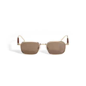 Lunettes de soleil rectangulaires avec monture métallique dorée