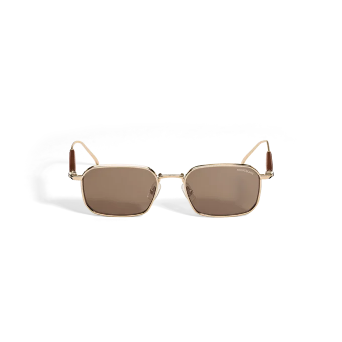 Lunettes de soleil rectangulaires avec monture métallique dorée Lunettes de soleil rectangulaires avec monture métallique dorée
