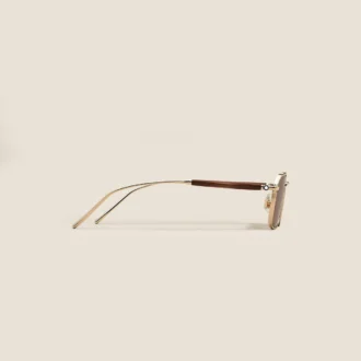 Lunettes de soleil rectangulaires avec monture métallique dorée