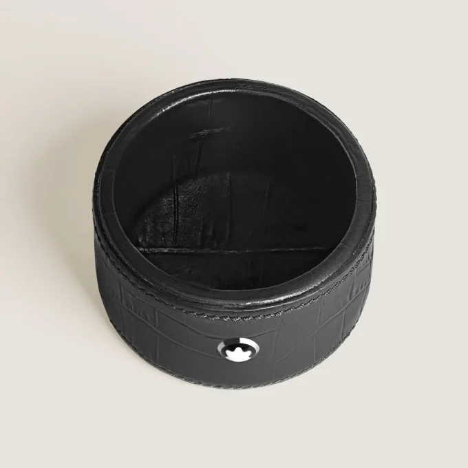 Petit plateau de bureau, cuir gaufré croco, noir Petit plateau de bureau, cuir gaufré croco, noir