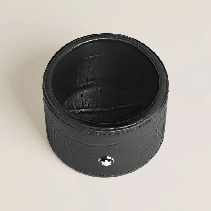 Plateau de bureau moyen, cuir gaufré croco, noir