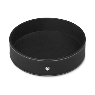 Plateau de bureau rond en cuir noir (grand format)