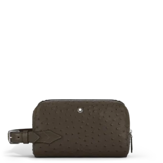 Pochette de toilette en cuir gaufré autruche