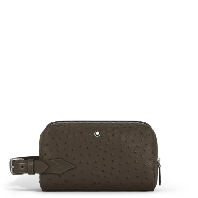 Pochette de toilette en cuir gaufré autruche Pochette de toilette en cuir gaufré autruche