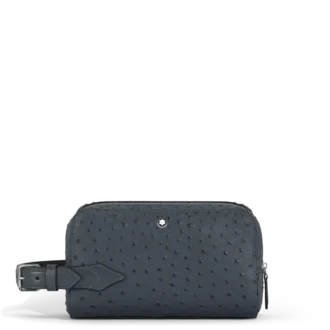 Pochette de toilette en cuir gaufré autruche