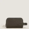 Pochette de toilette en cuir gaufré autruche Pochette de toilette en cuir gaufré autruche