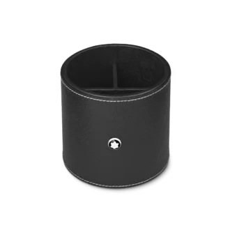 Porte-stylo rond en cuir noir